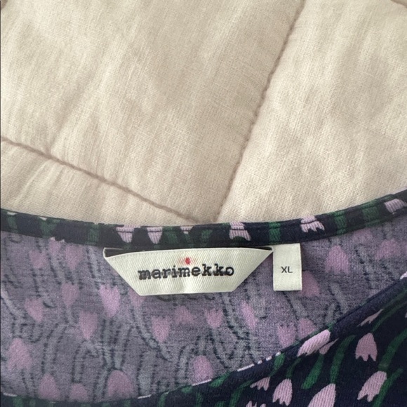 Marimekko Dress Blue With Pink and Green Flowers Huokaus Tahtiniitty Size XL - Picture 8 of 9